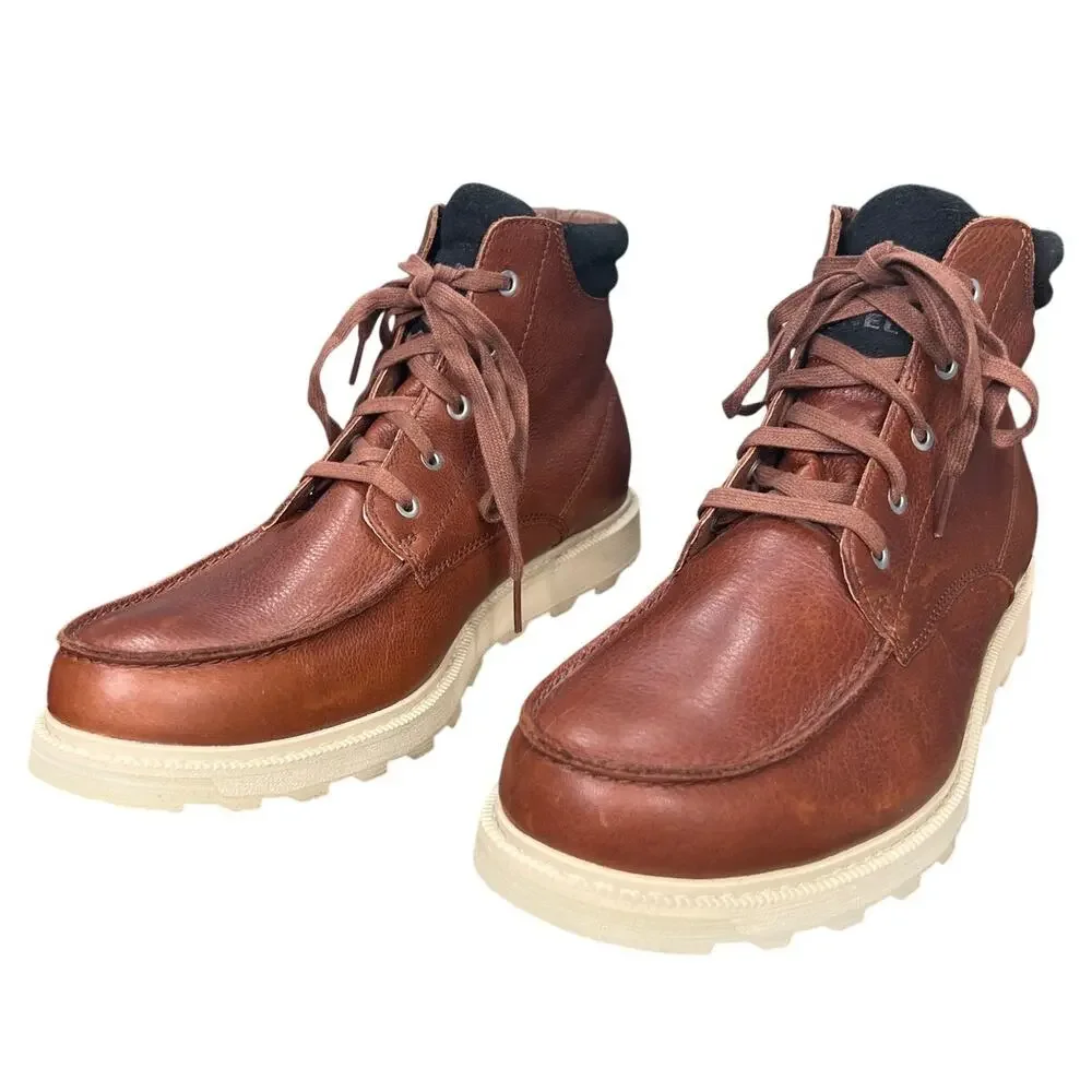 Sorel Men's Madson II Moc Toe Brown Waterproof Leather Boots Size 10.5